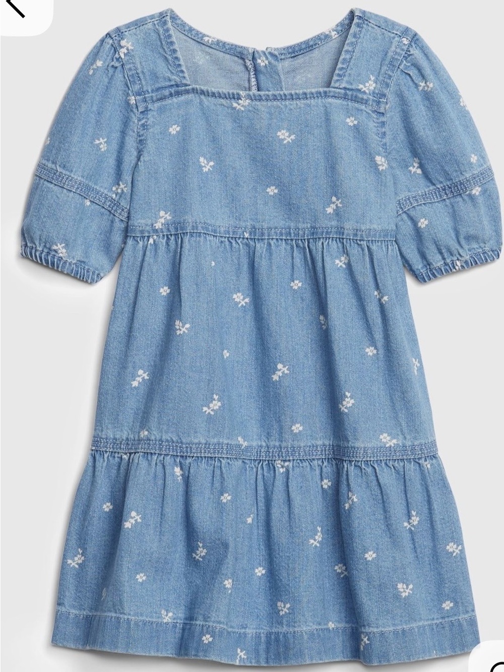 Gap kids Girls' 5t Light Blue Denim Floral Tiered Dress